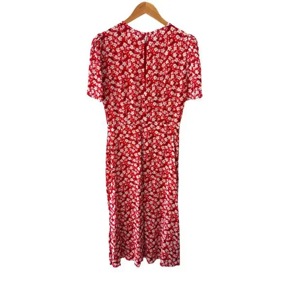 Reformation Andre Floral Crepe Midi Dress in Nina Red‎ Size 6 - Picture 6 of 9